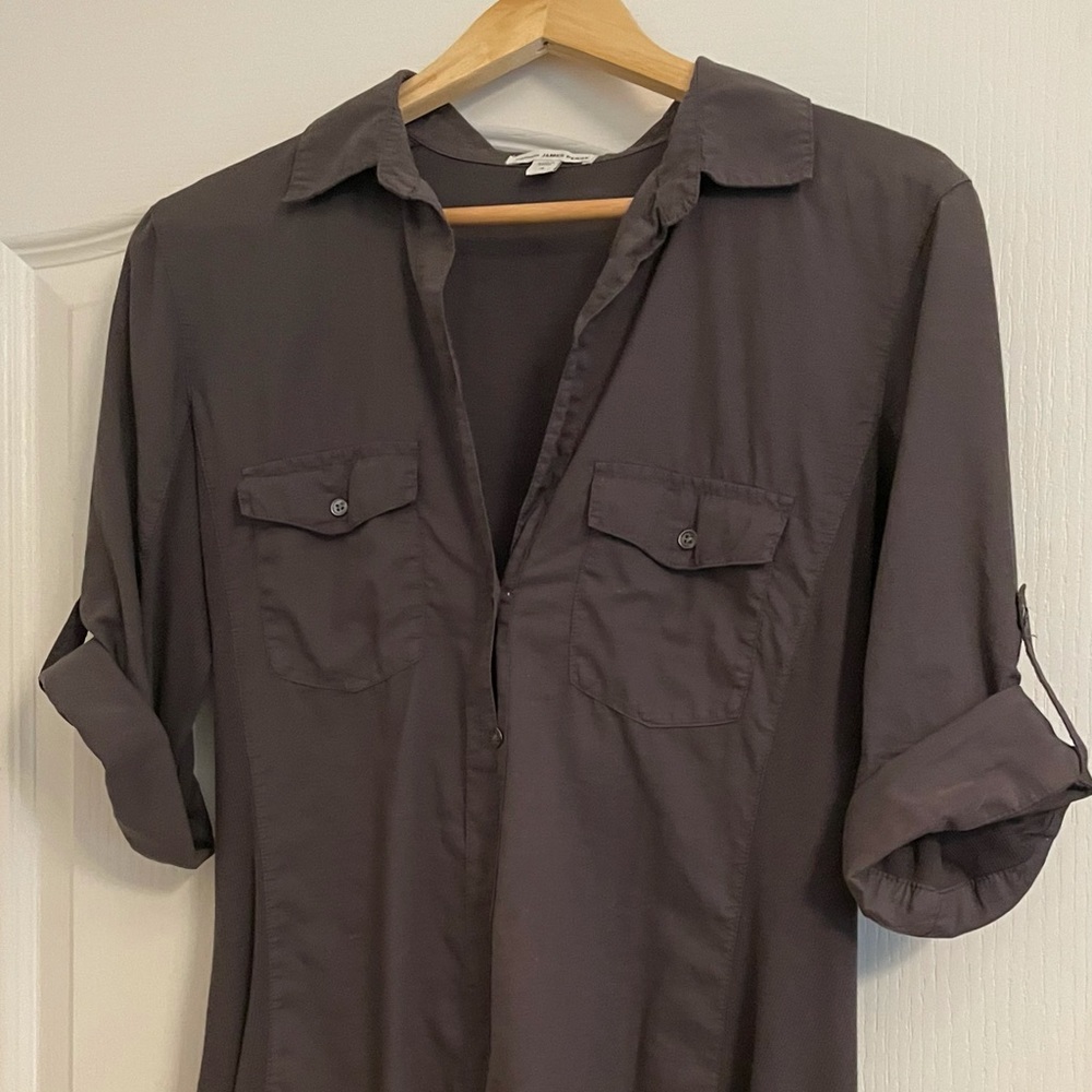James Perse Slub Side Panel Shirt Dark Gray